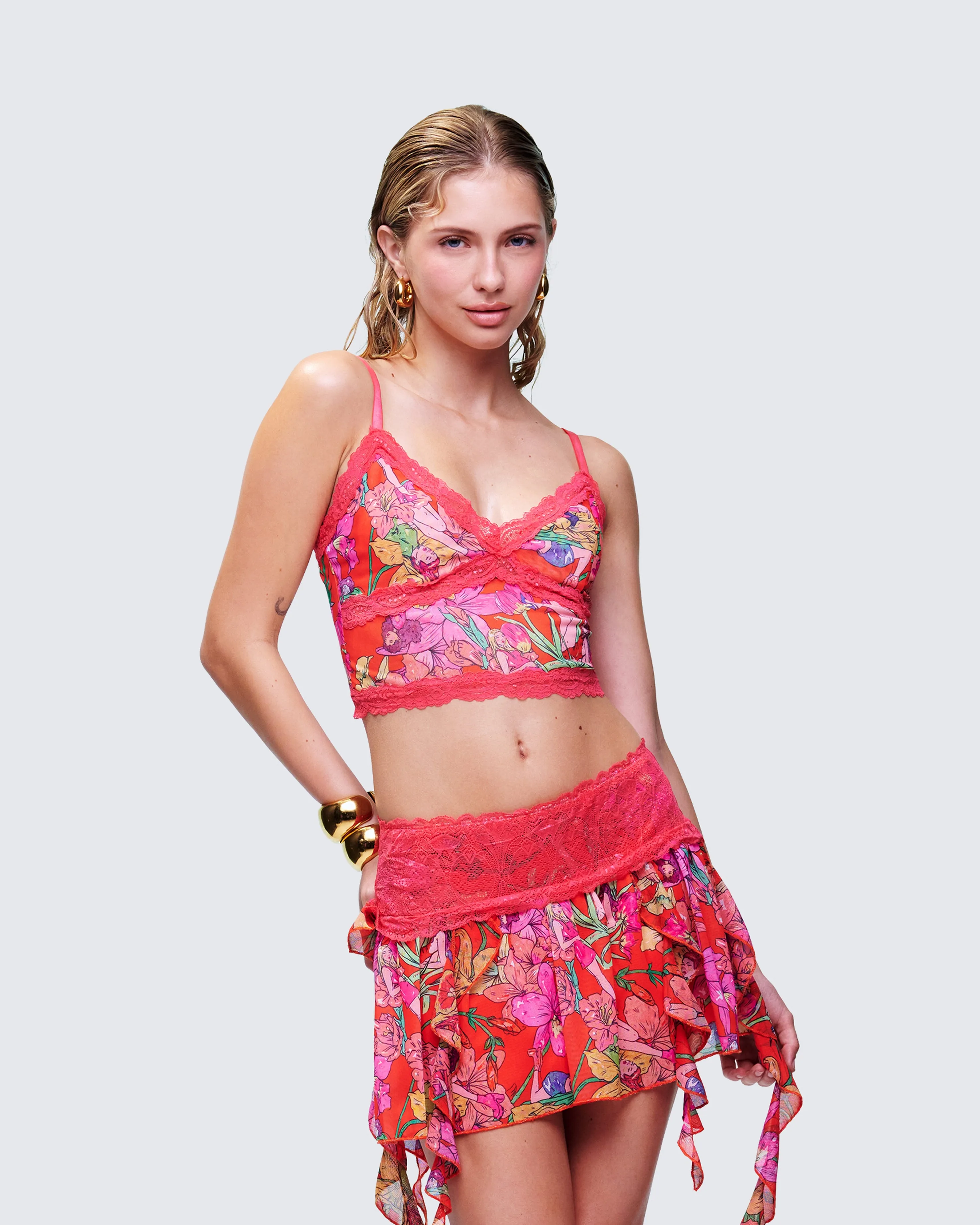 Aurelia Orange Printed Mesh Cami sold by Finesse product image thumbnail 3