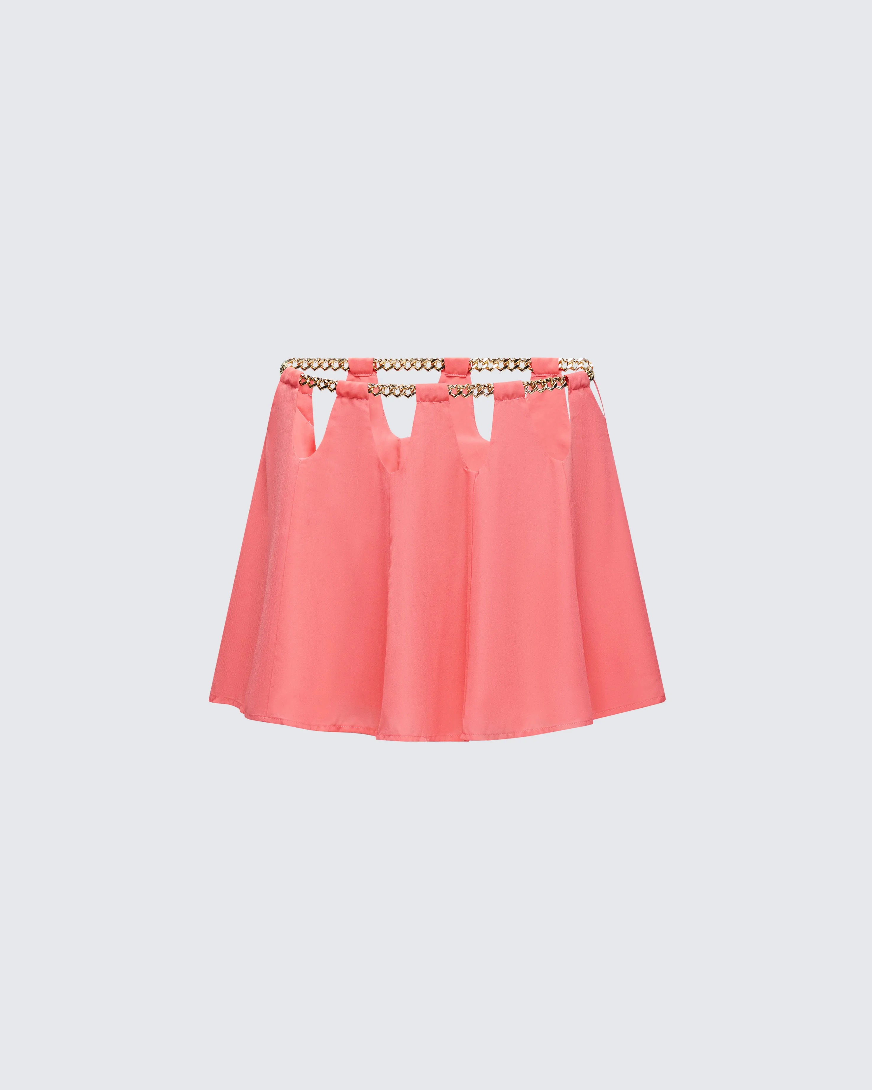 Arla Pink Heart Chain Mini Skirt sold by Finesse