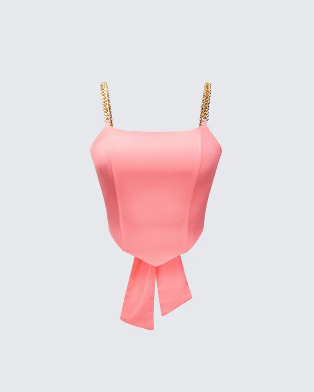 Arla Pink Heart Chain Strap Top sold by Finesse