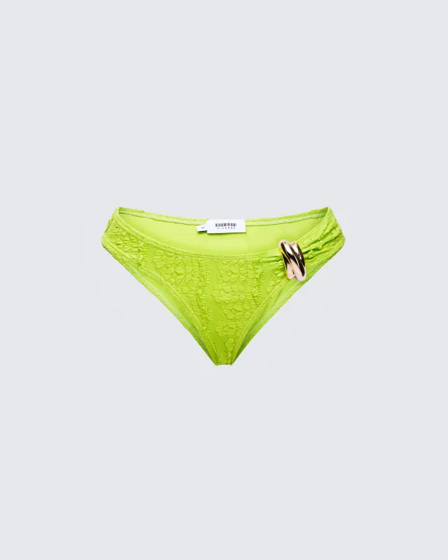 Dreya Green Textured Bikini Bottom sold by Finesse