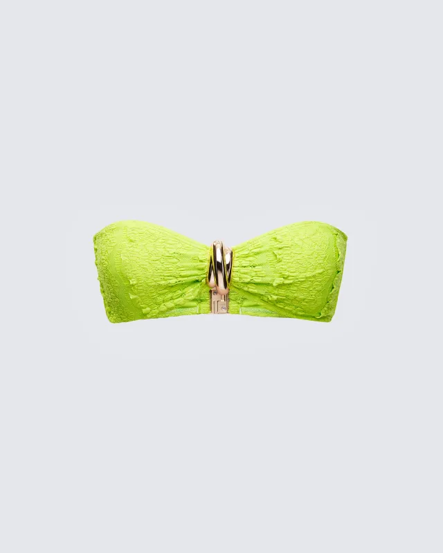 Dreya Green Textured Bikini Top sold by Finesse