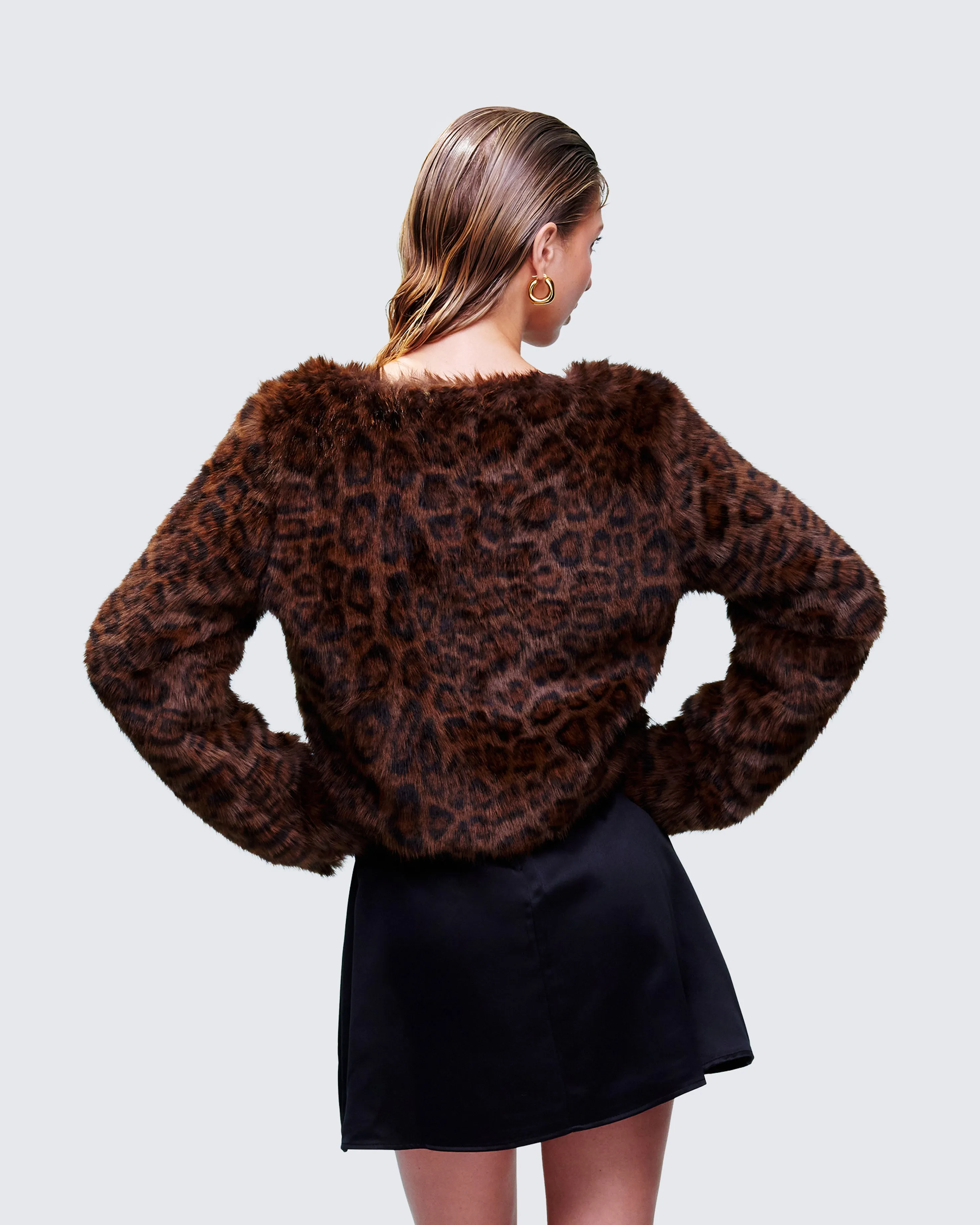 Isola Brown Faux Fur Cropped Jacket sold by Finesse product image thumbnail 4