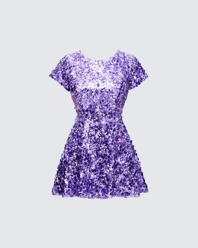 Benni Purple Scoop Back Mini Dress sold by Finesse