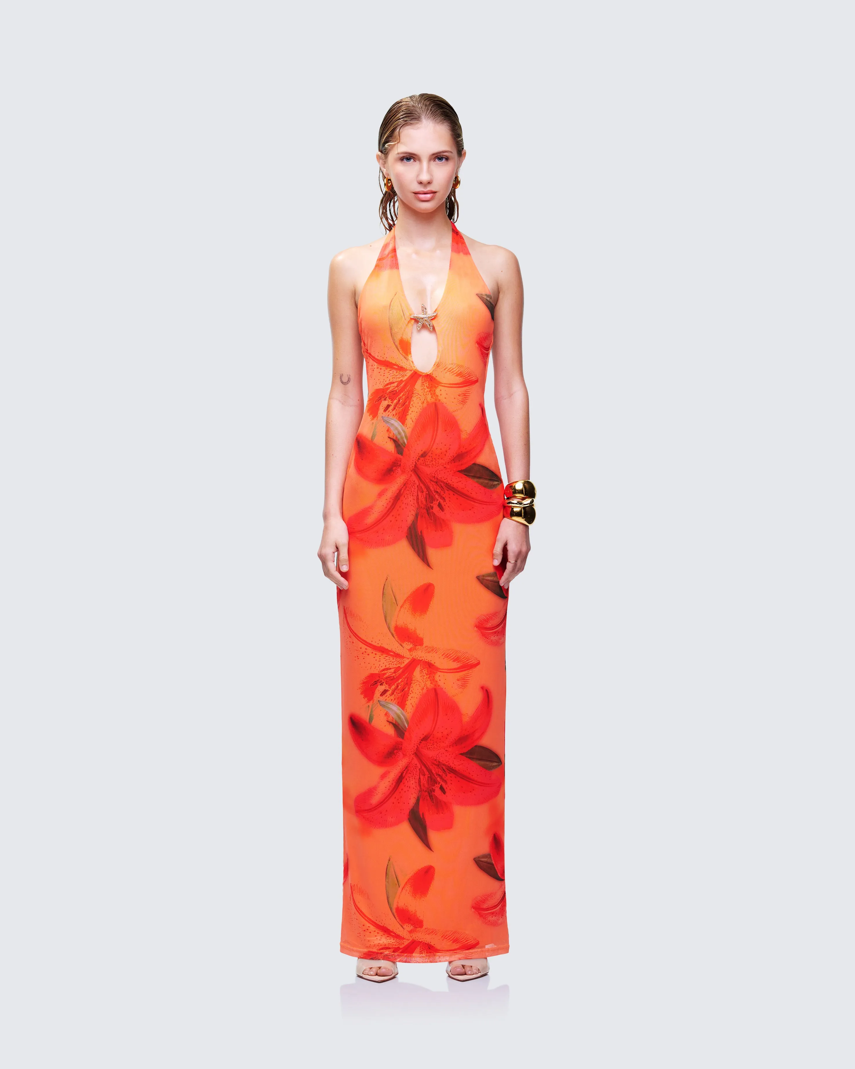 Evana Multi Printed Mesh Maxi Dress sold by Finesse product image thumbnail 2