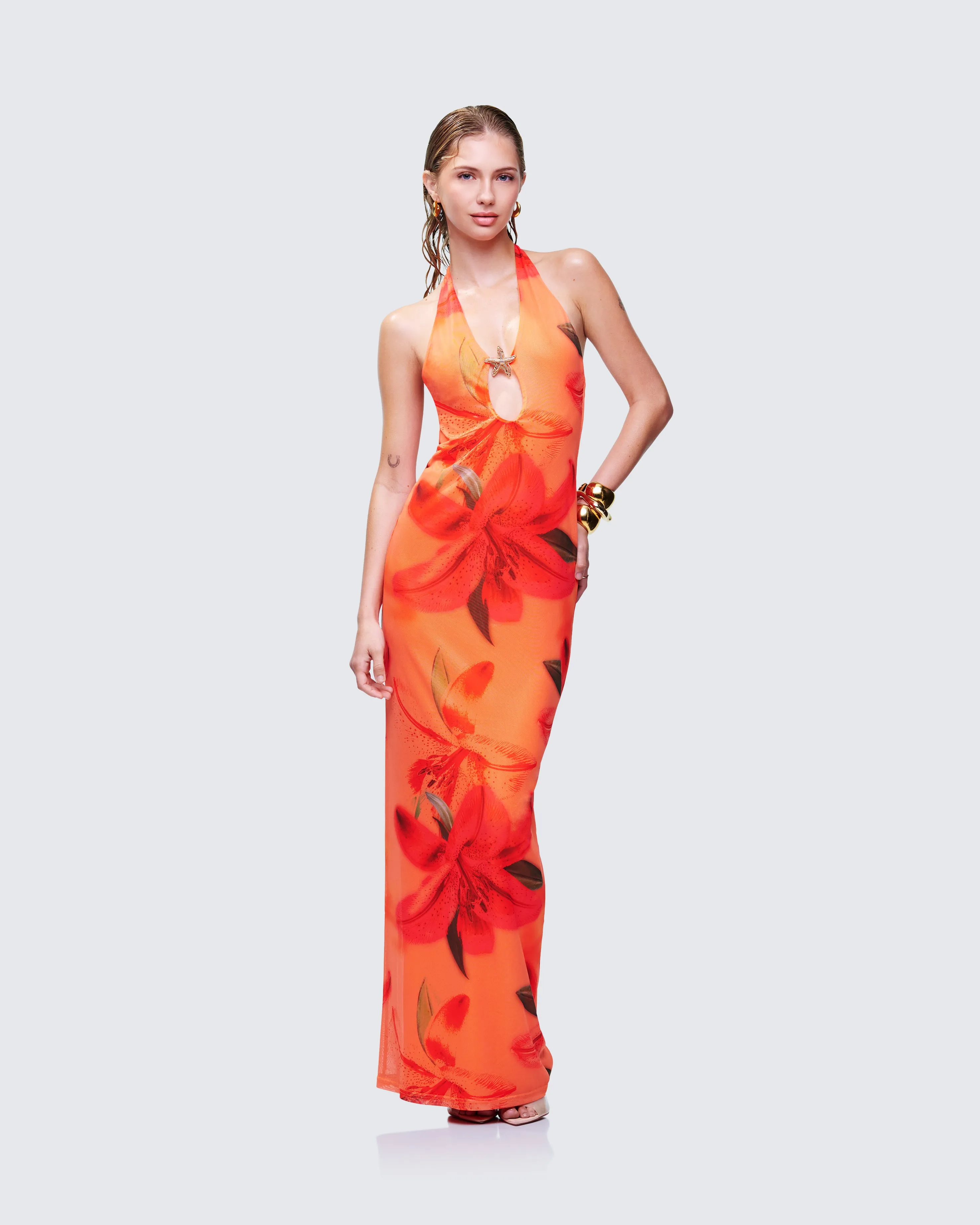 Evana Multi Printed Mesh Maxi Dress sold by Finesse product image thumbnail 3