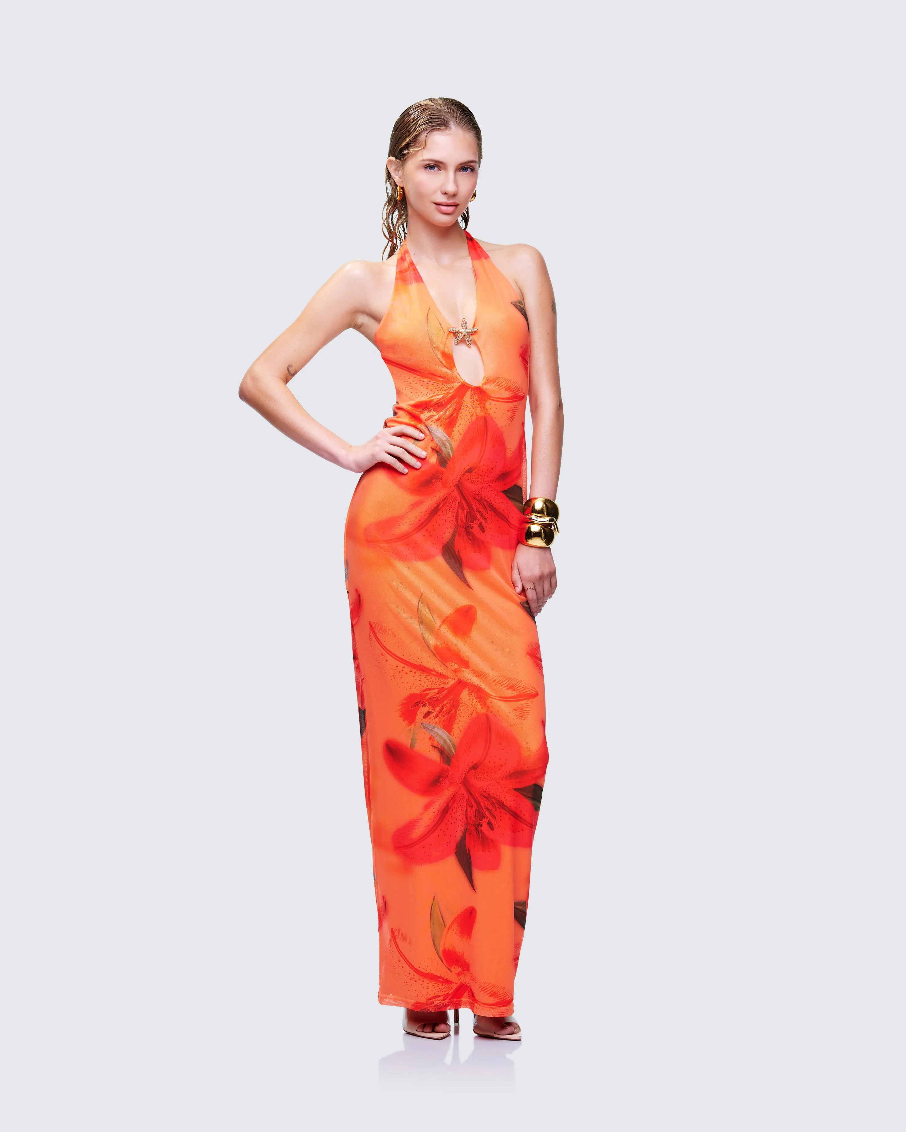 Evana Multi Printed Mesh Maxi Dress sold by Finesse product image thumbnail 4