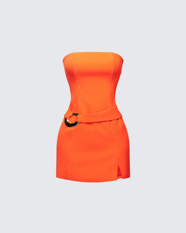 Pamela Orange Belted Dress sold by Finesse