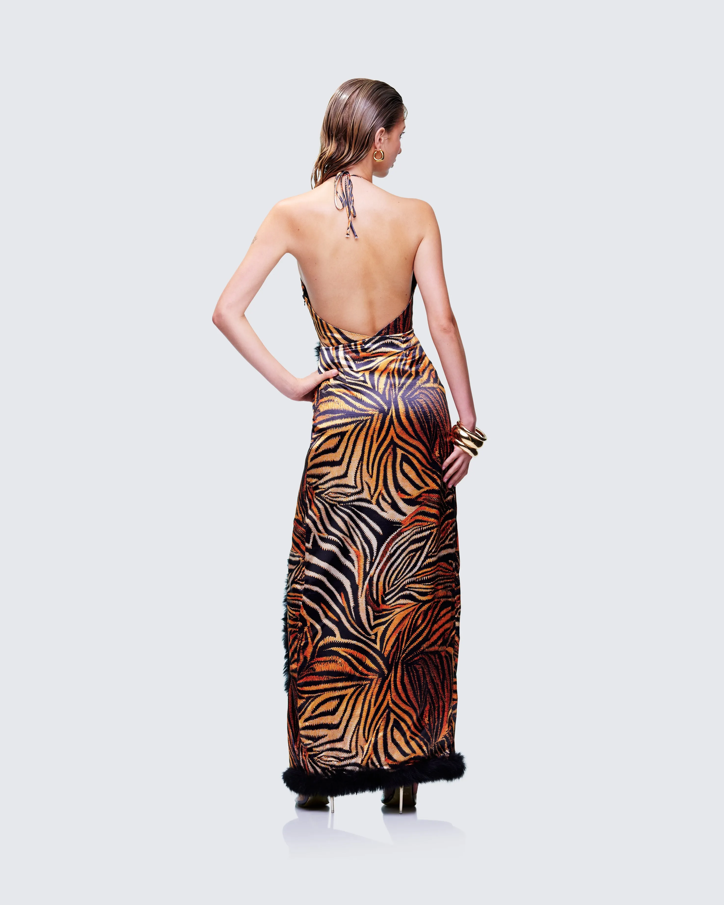 Ursula Orange Printed Wrap Maxi Dress sold by Finesse product image thumbnail 5