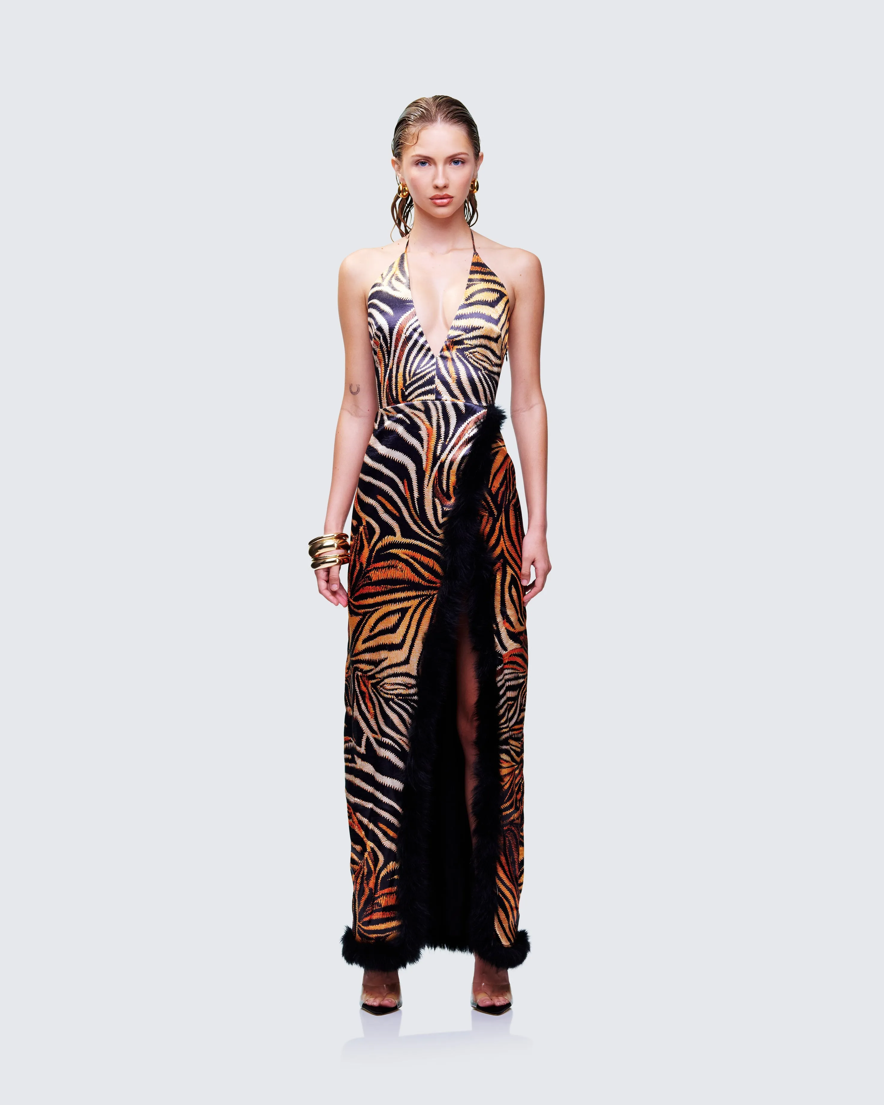 Ursula Orange Printed Wrap Maxi Dress sold by Finesse product image thumbnail 2