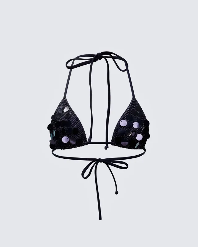 Zumi Black Sequin Minikini Top sold by Finesse