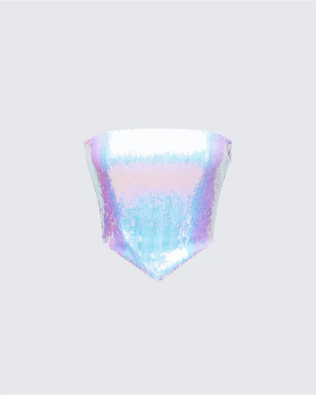 Astraia White Sequin Bandeau Top sold by Finesse