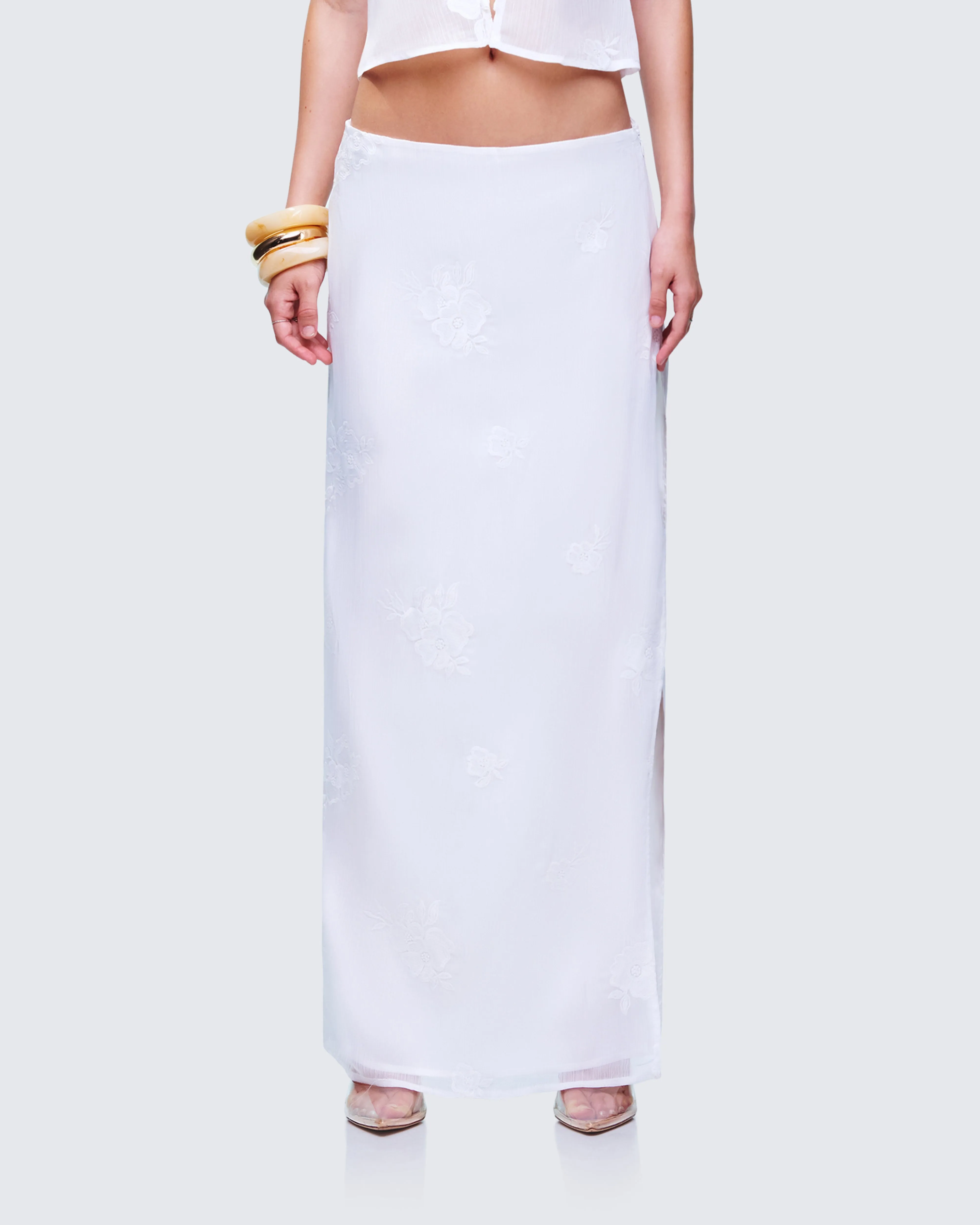 Isla Ivory Embroidered Maxi Skirt sold by Finesse product image thumbnail 2