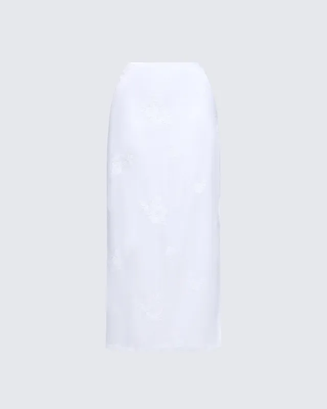 Isla Ivory Embroidered Maxi Skirt sold by Finesse