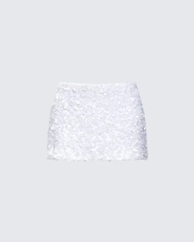 Twila Silver Shell Sequin Mini Skirt sold by Finesse