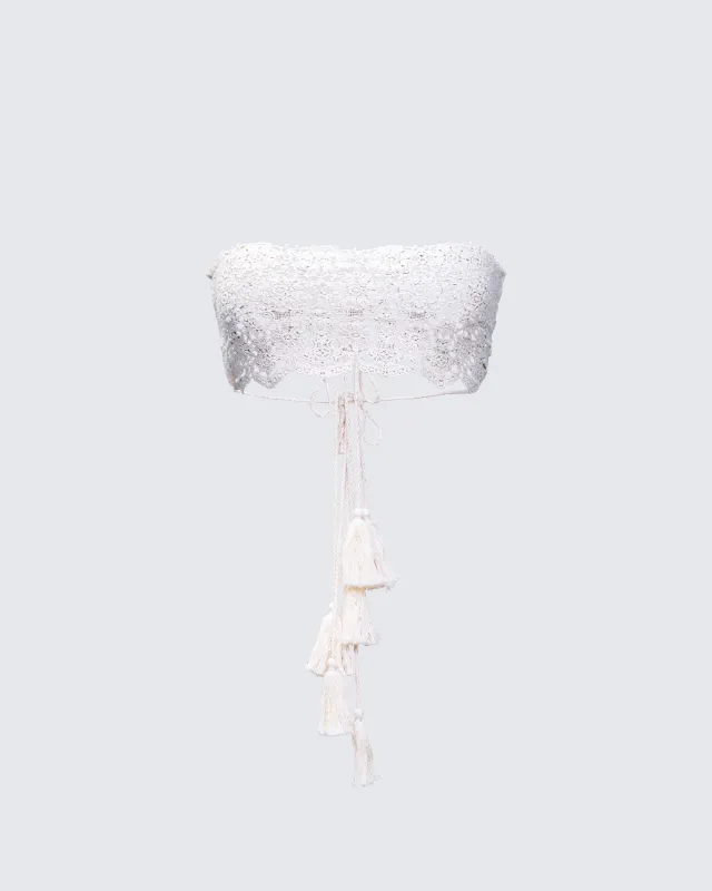Noxie White Crochet Bandeau Top sold by Finesse