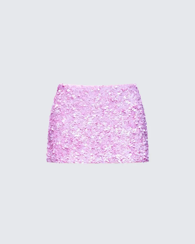 Twila Pink Shell Sequin Mini Skirt sold by Finesse