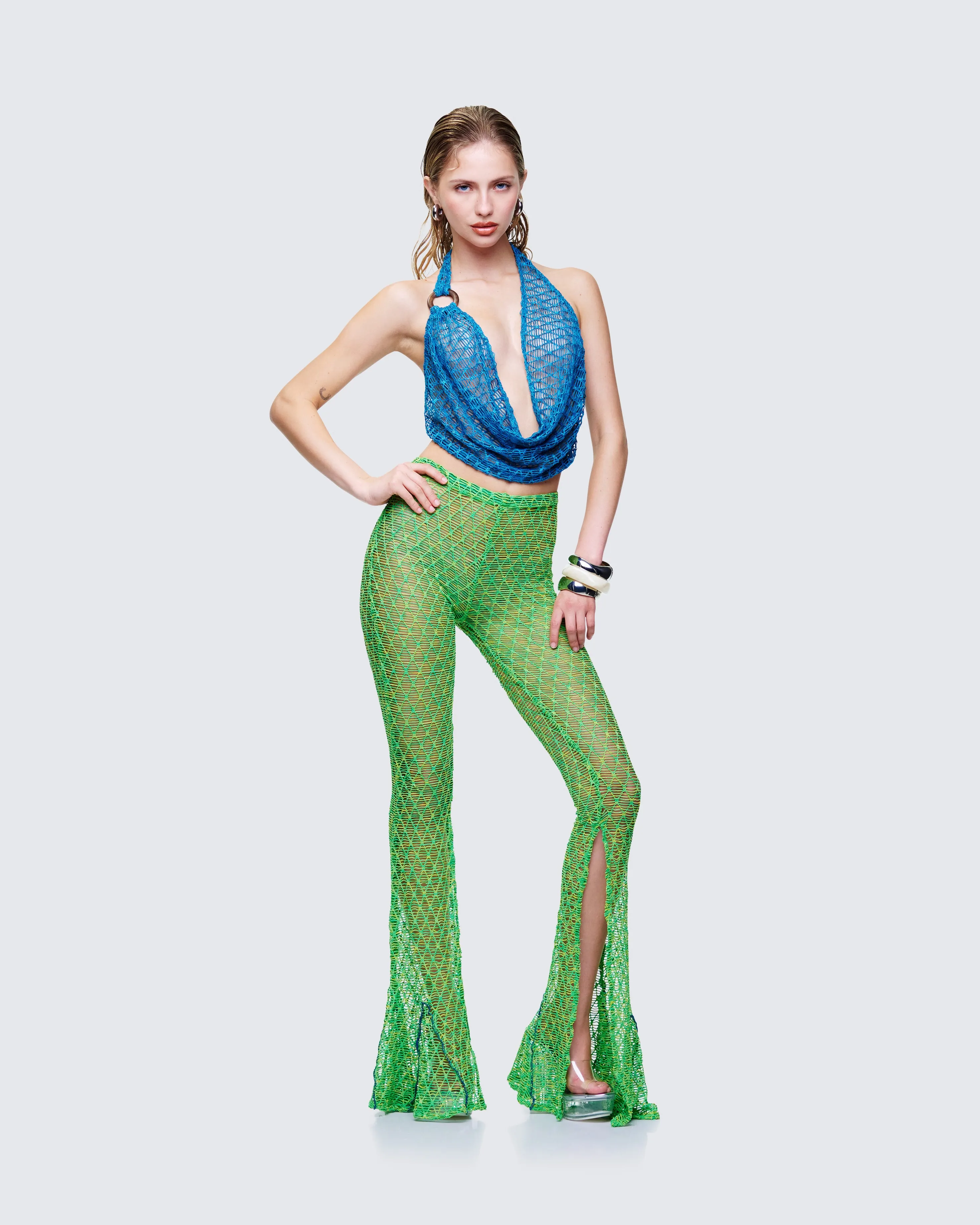 Zayla Blue Net Cowl Neck Top sold by Finesse product image thumbnail 5