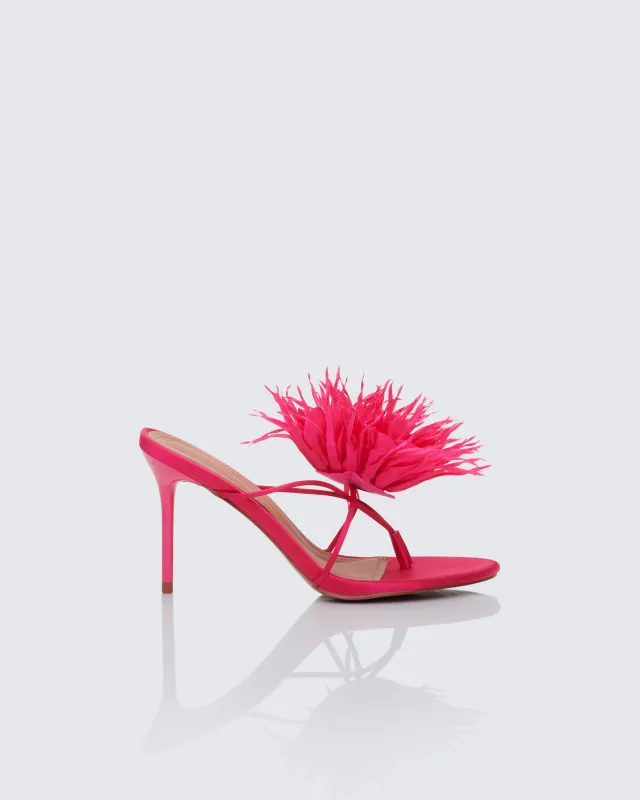 Majesty Fuchsia Diamante Corsage Thong Sandal sold by Finesse