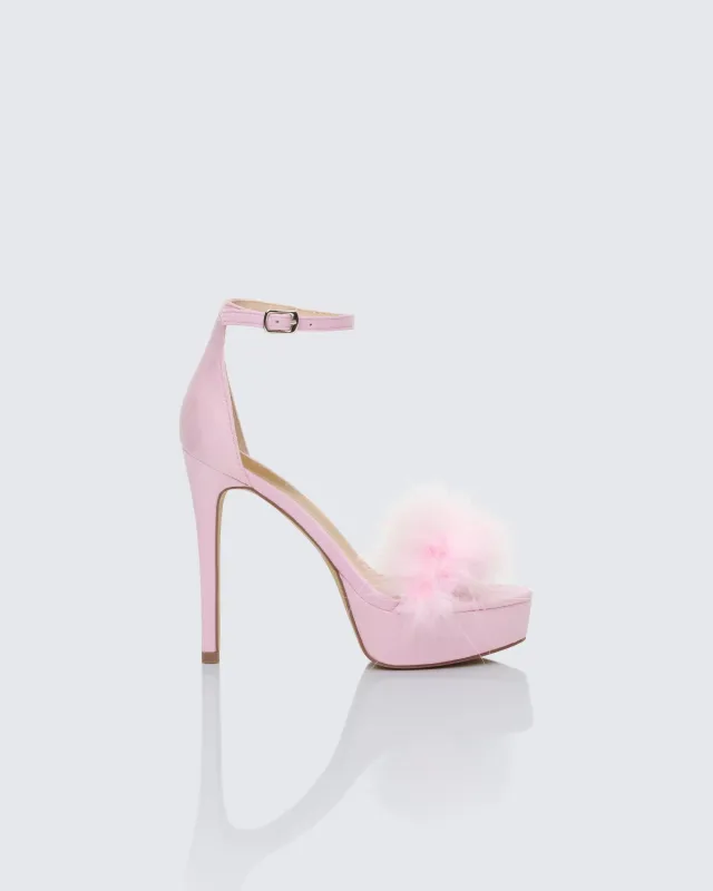 Erminia Pink Feather Detail Heels sold by Finesse