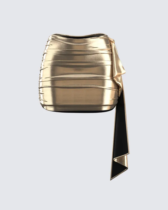 Bianca Metallic Gold Drape Skirt sold by Finesse