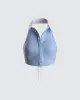 Vitellia Blue Pinstripe Halter Top sold by Finesse