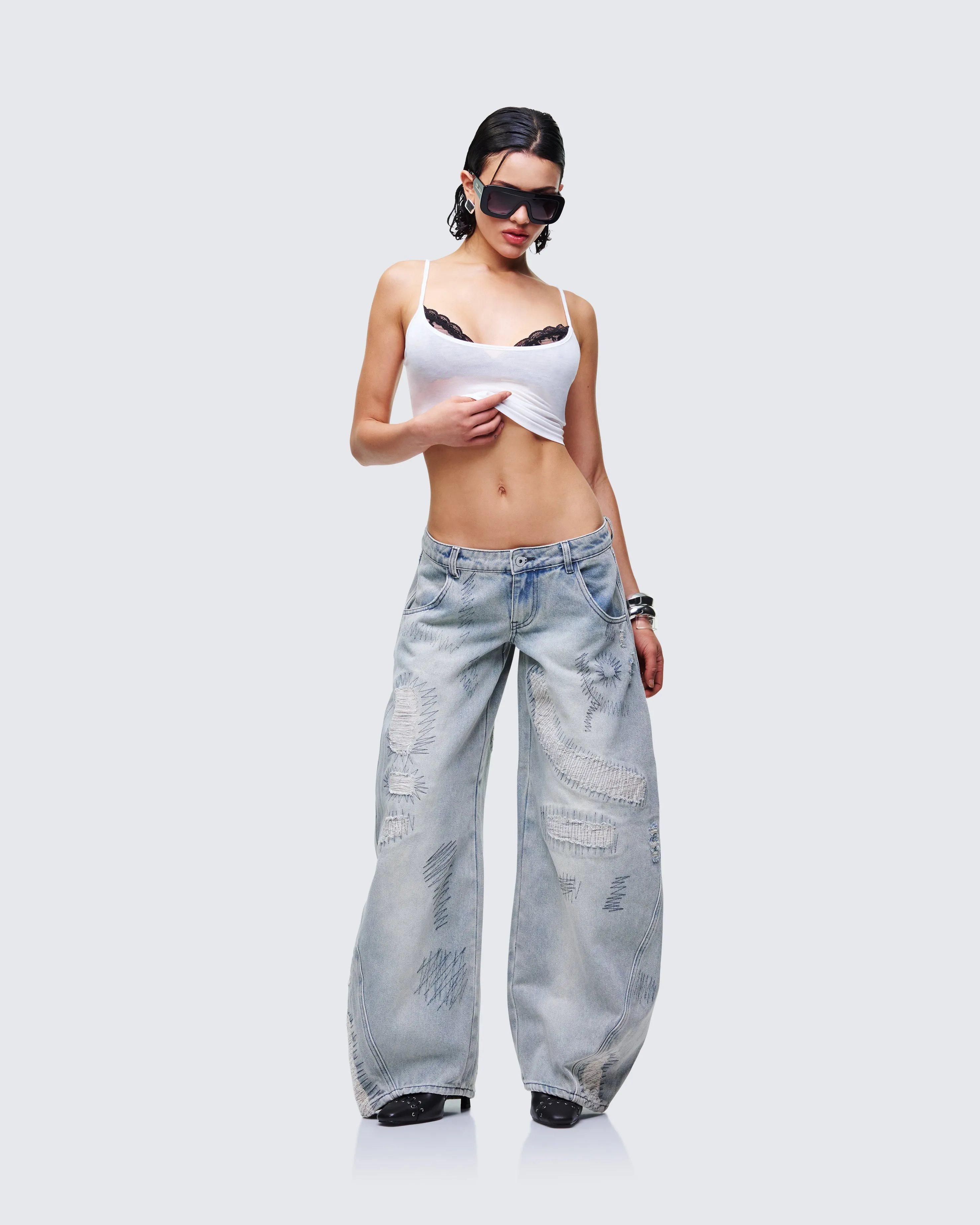 Zaid Gray Denim Sashiko Jeans sold by Finesse product image thumbnail 5