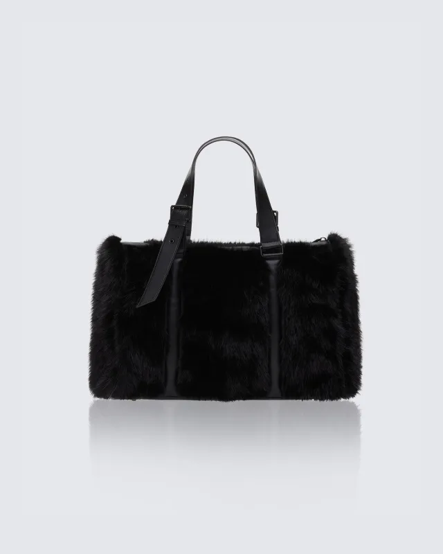 Kimora Black Y2K Fur Holdall sold by Finesse
