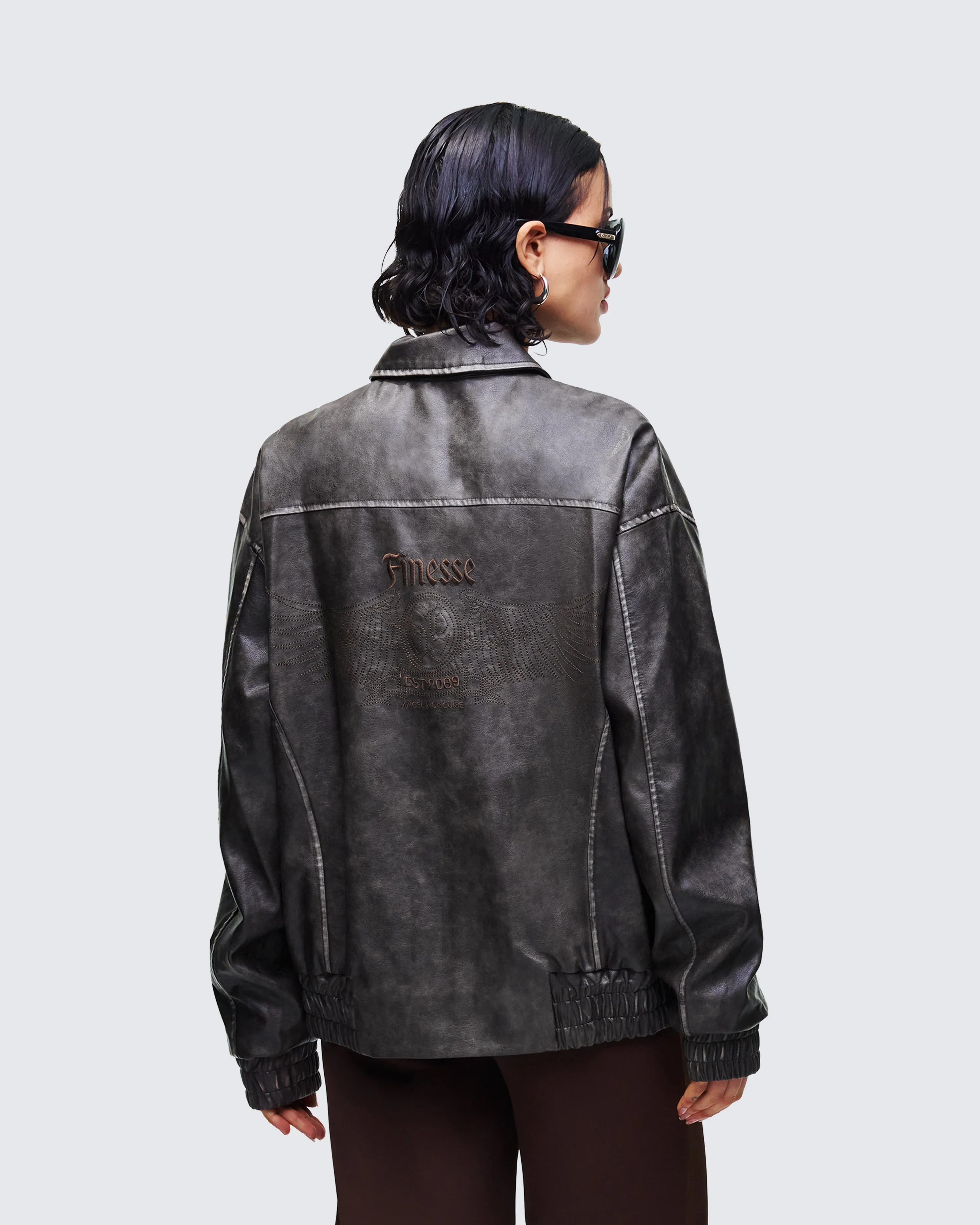 Hallow Brown Vegan Leather Jacket sold by Finesse product image thumbnail 4