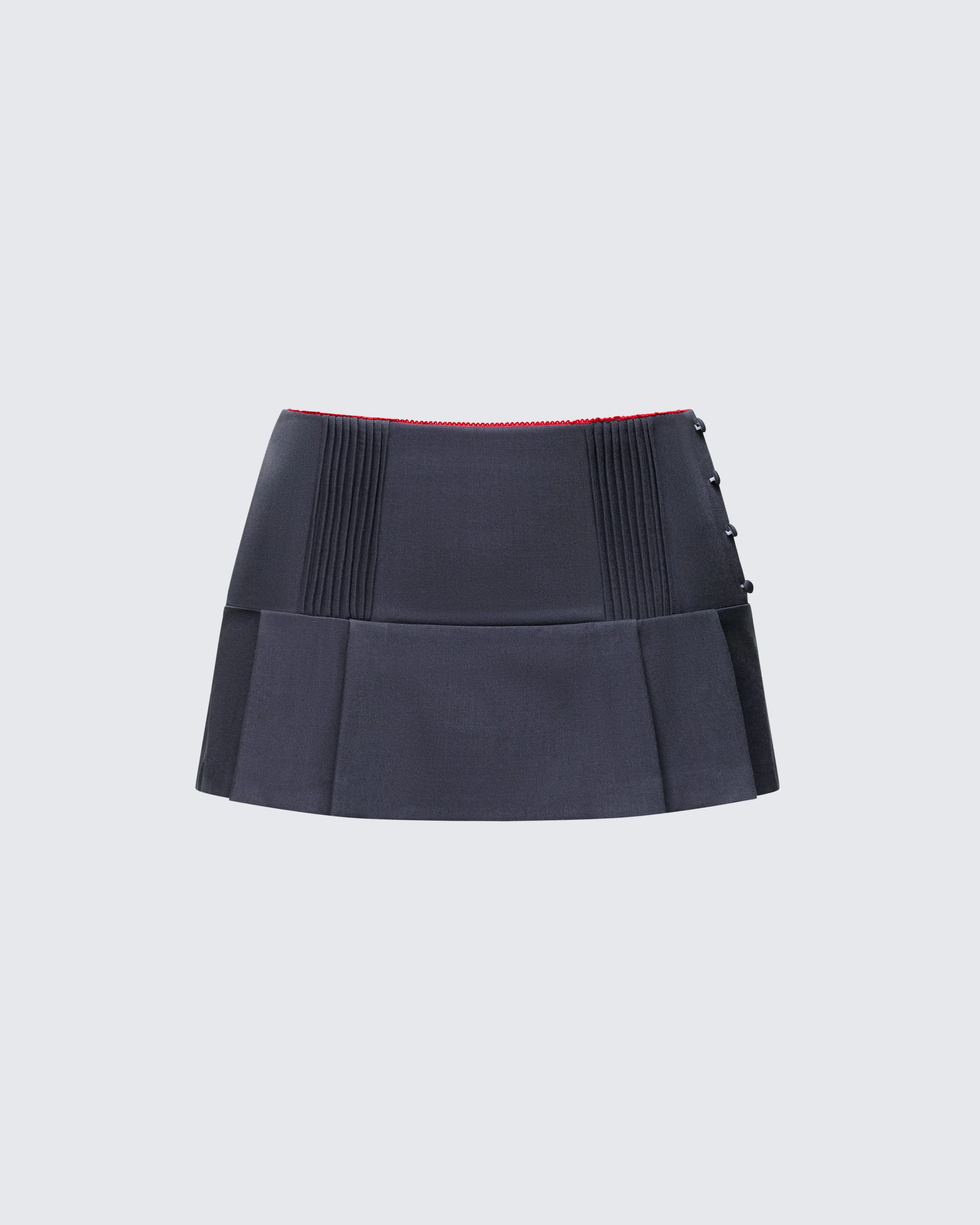 Aisla Grey Tailored Pleated Mini Skirt sold by Finesse