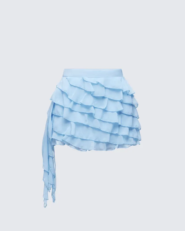 Dora Blue Petal Tier Mini Skirt made by Finesse