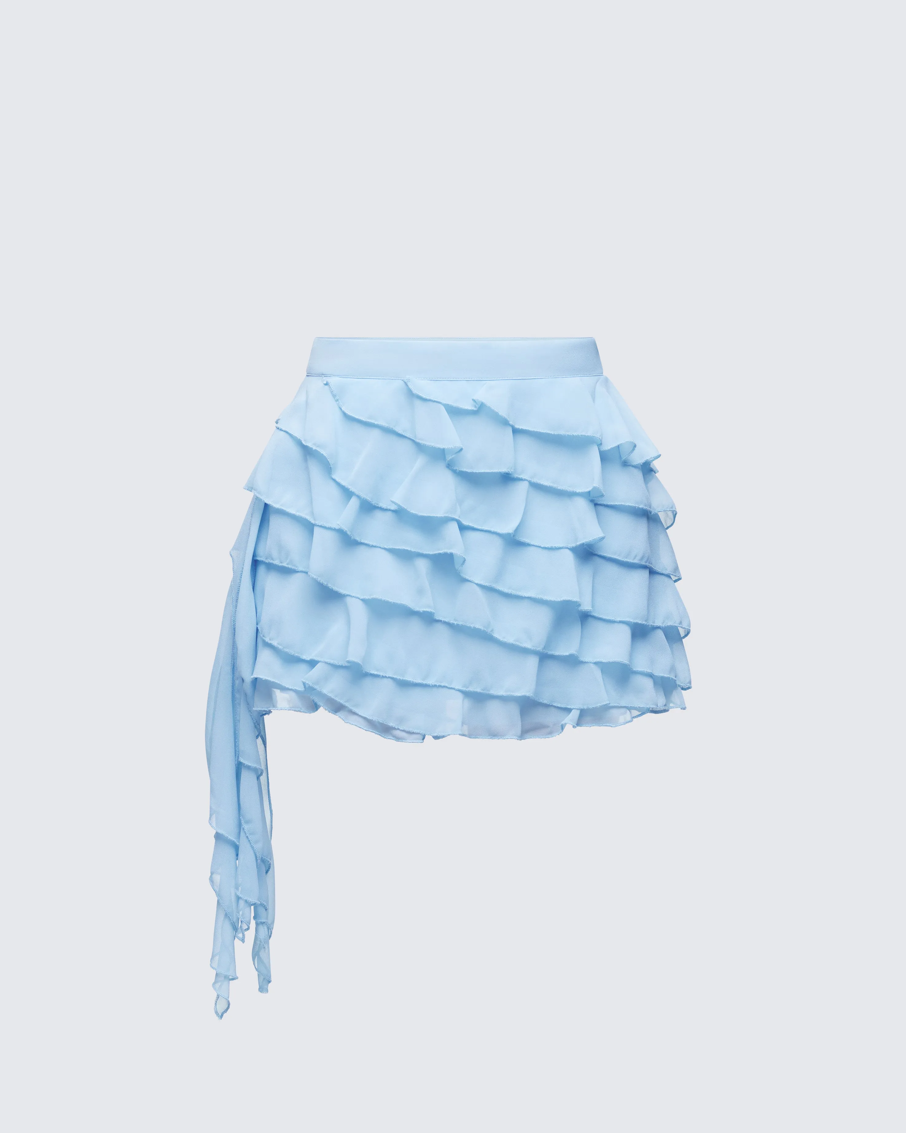 Dora Blue Petal Tier Mini Skirt sold by Finesse