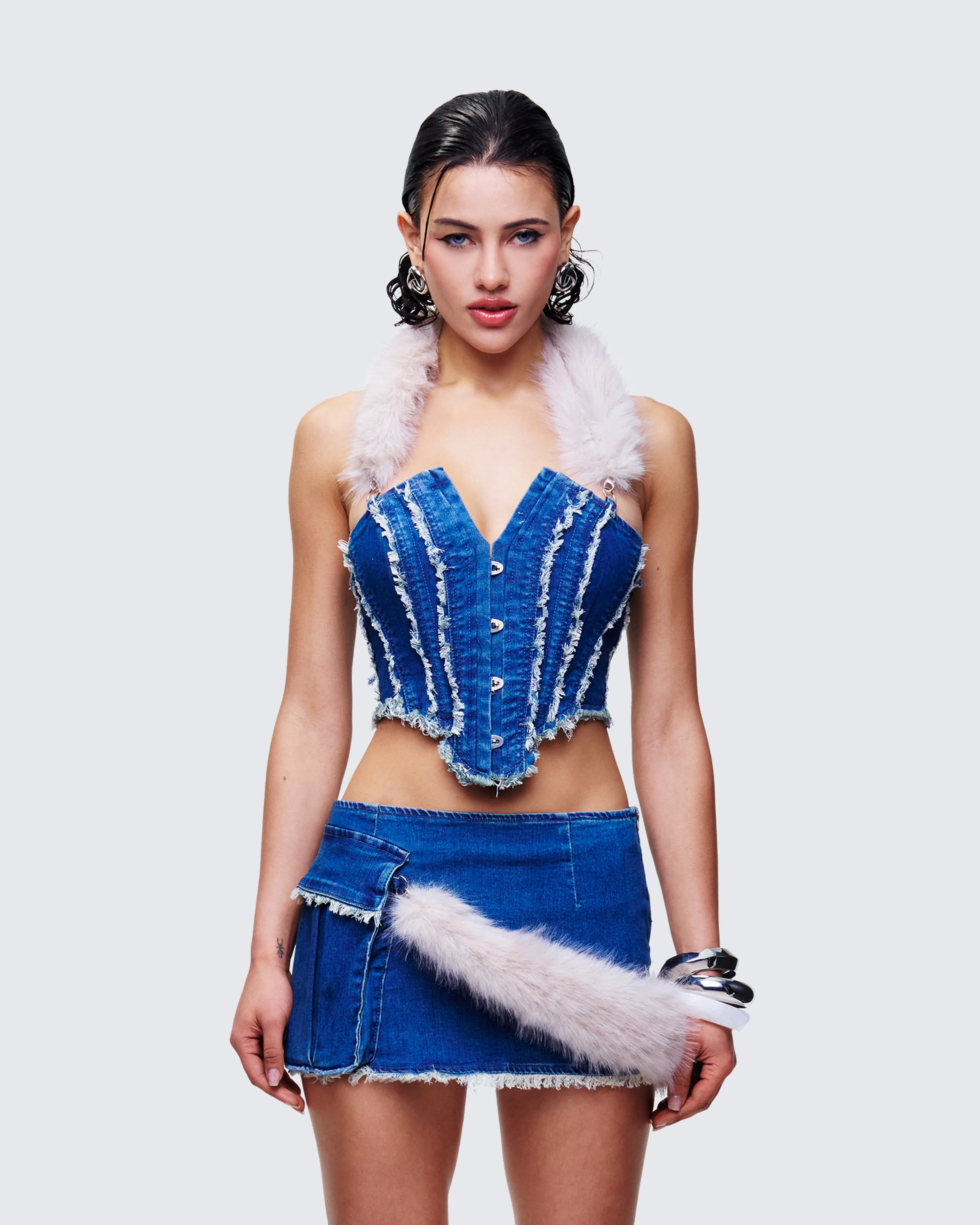 Sophelle Distressed Acid Wash Denim Corset sold by Finesse product image thumbnail 2