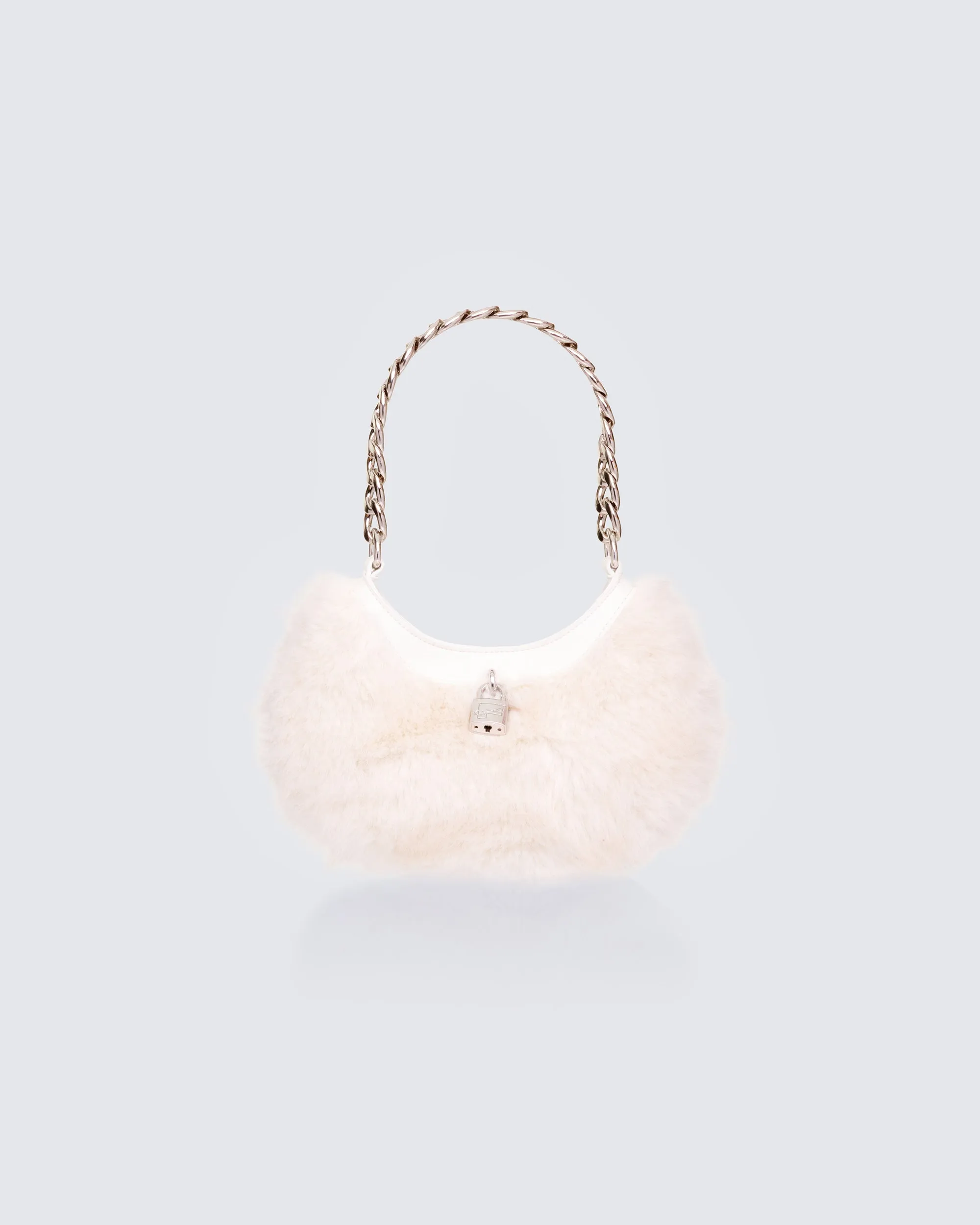 Dora White Fur Lock Bag sold by Finesse