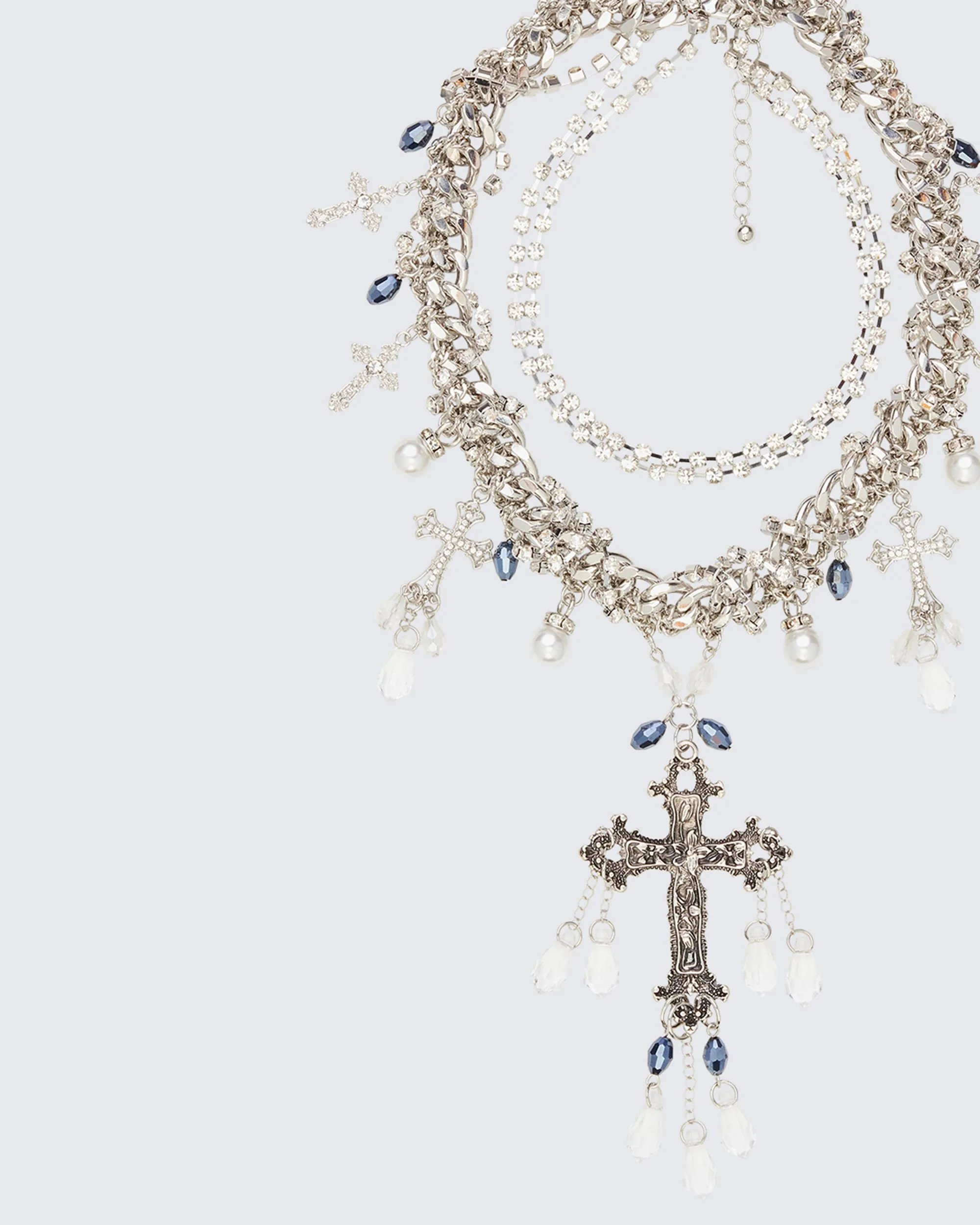 Salwa Silver Multi Crucifix Necklace sold by Finesse product image thumbnail 2