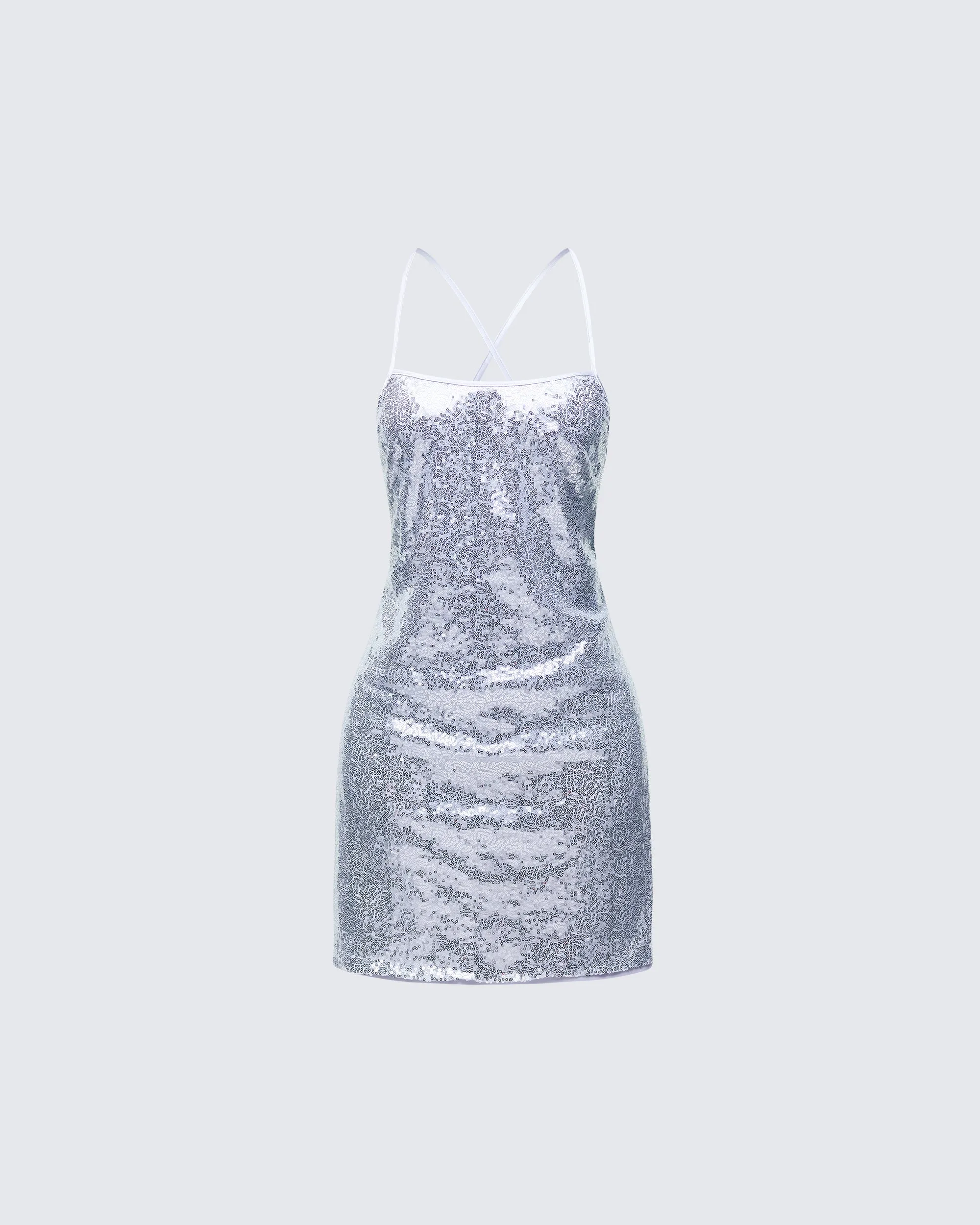 Lua Silver Sequin Cami Mini Dress sold by Finesse