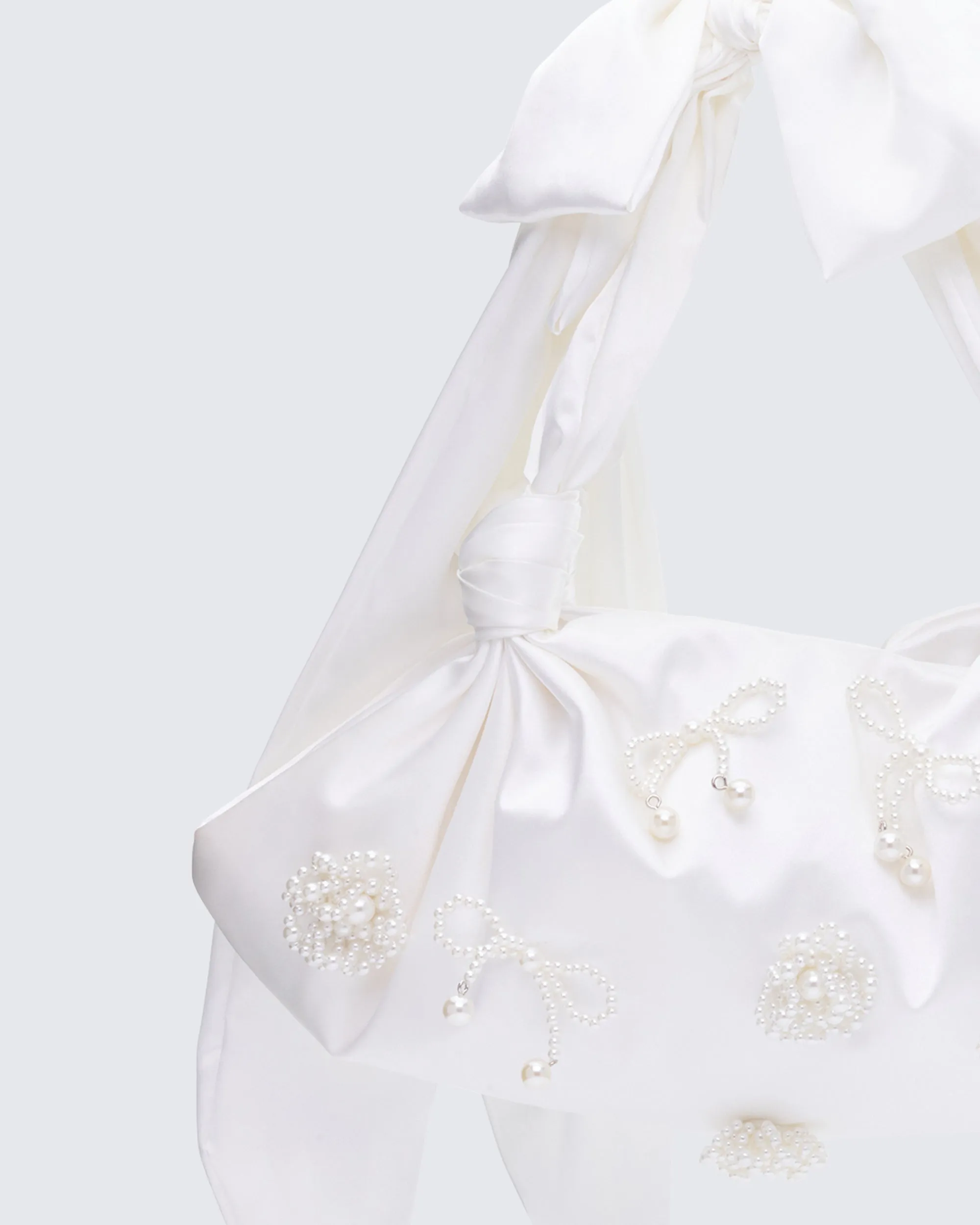 Kymani White Satin Bag with Pearl Detail sold by Finesse product image thumbnail 3