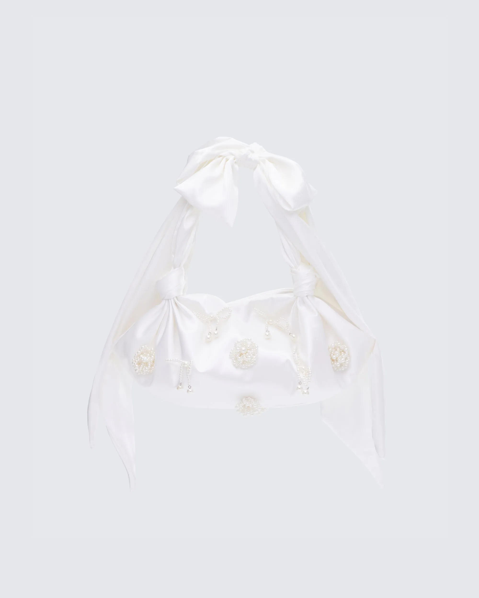Kymani White Satin Bag with Pearl Detail sold by Finesse product image thumbnail 2