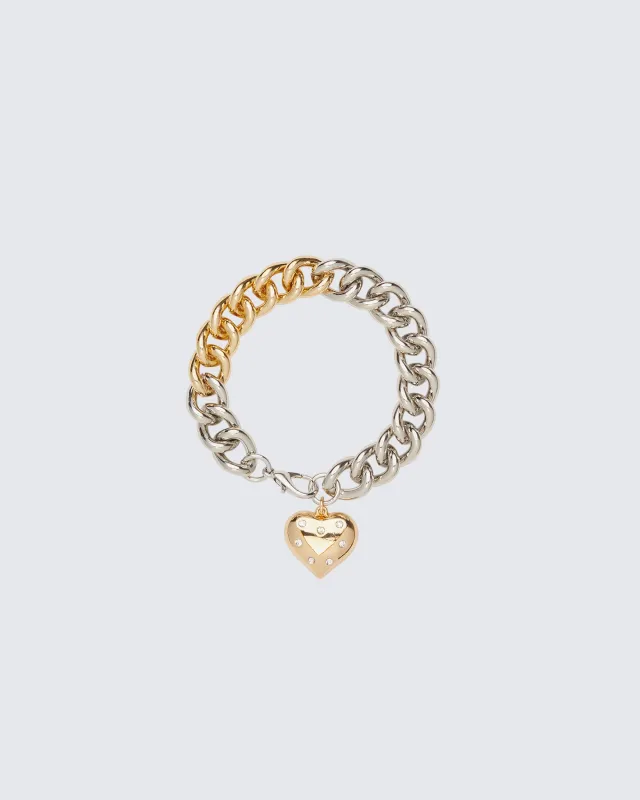 Jaiah Two-Tone Heart Charm Bracelet made by Finesse