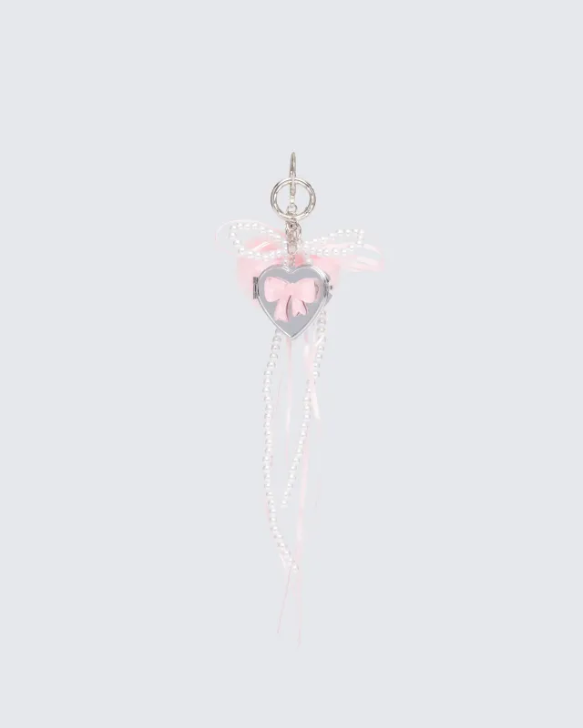 Mira Silver Fluffy Heart Bag Charm made by Finesse