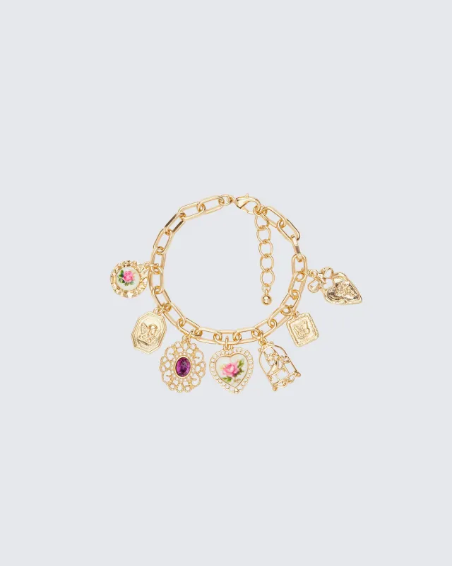 Sevyn Gold Multi Charm Bracelet made by Finesse