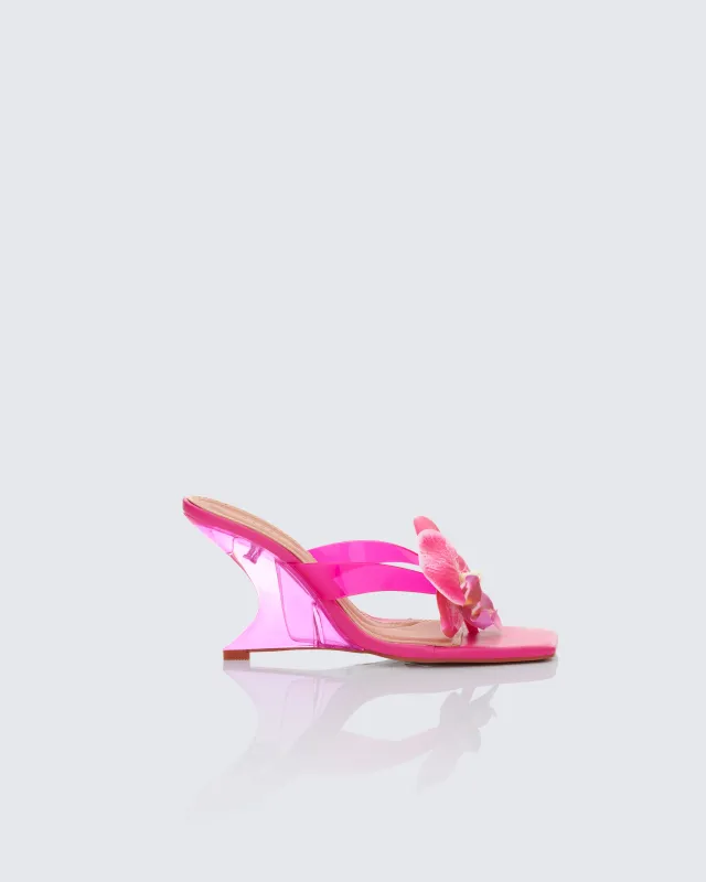 Abigail Pink Perspex Wedge Sandal sold by Finesse