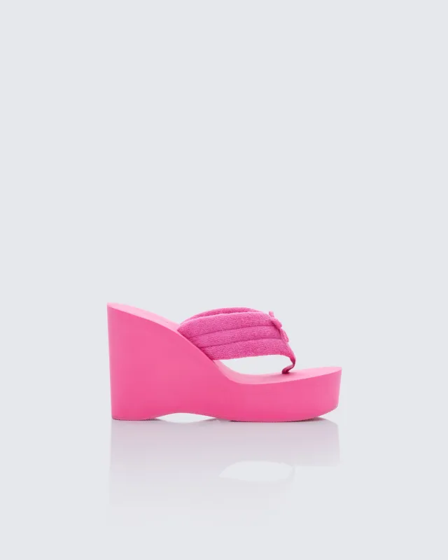 Deema Pink Superstacked Wedge Flip Flop sold by Finesse
