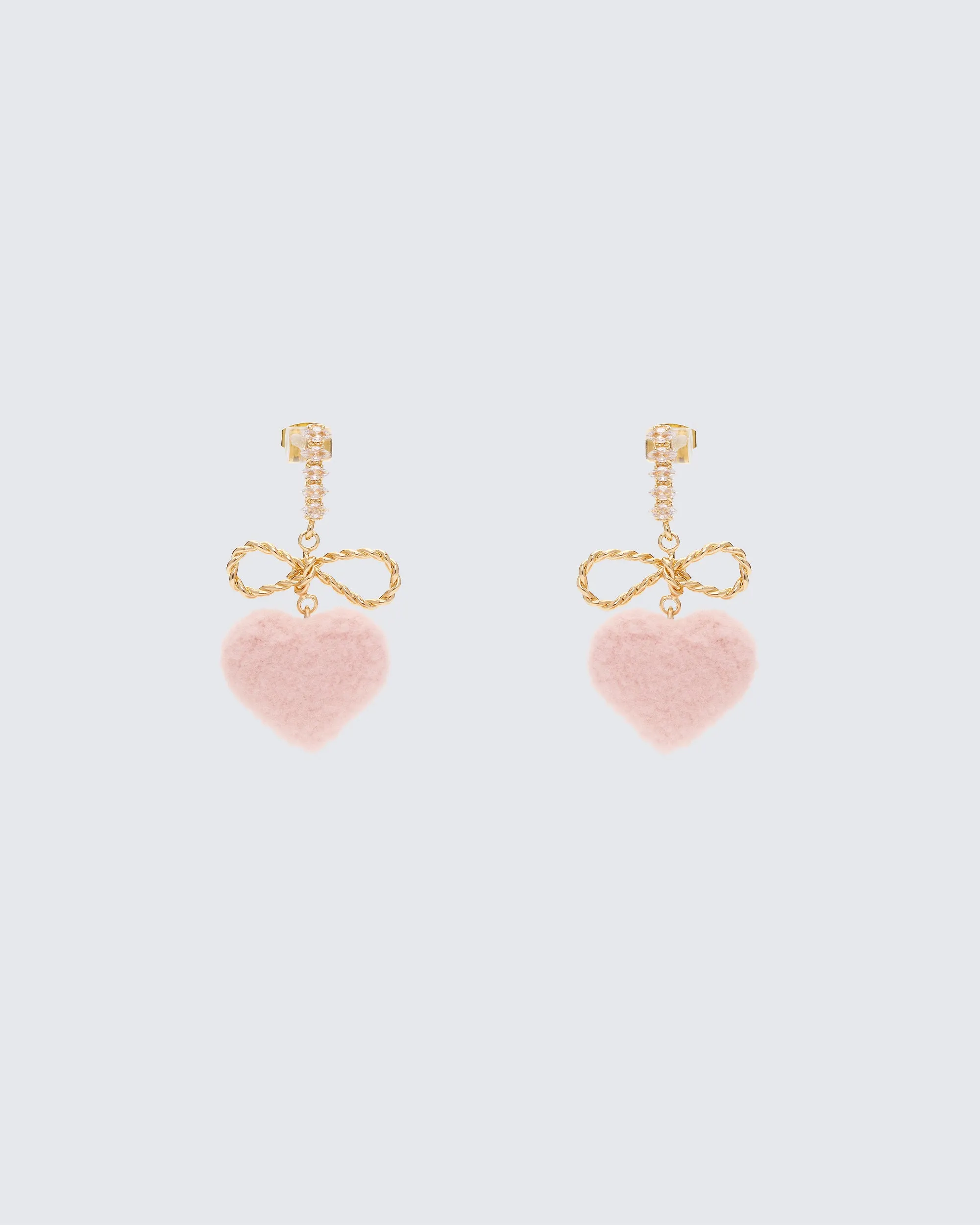 Tasia Pink Fluffy Heart Earrings sold by Finesse