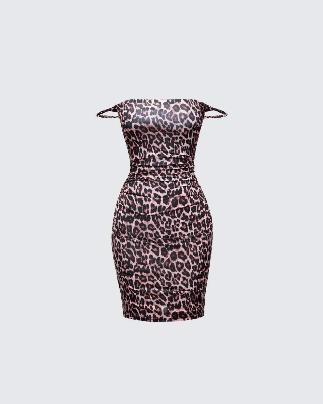 Lois Leopard Print Twist Strap Mini Dress made by Finesse
