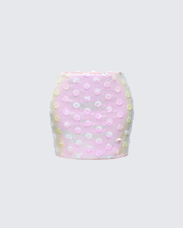 Luneth Pink Sequin Mini Skirt made by Finesse