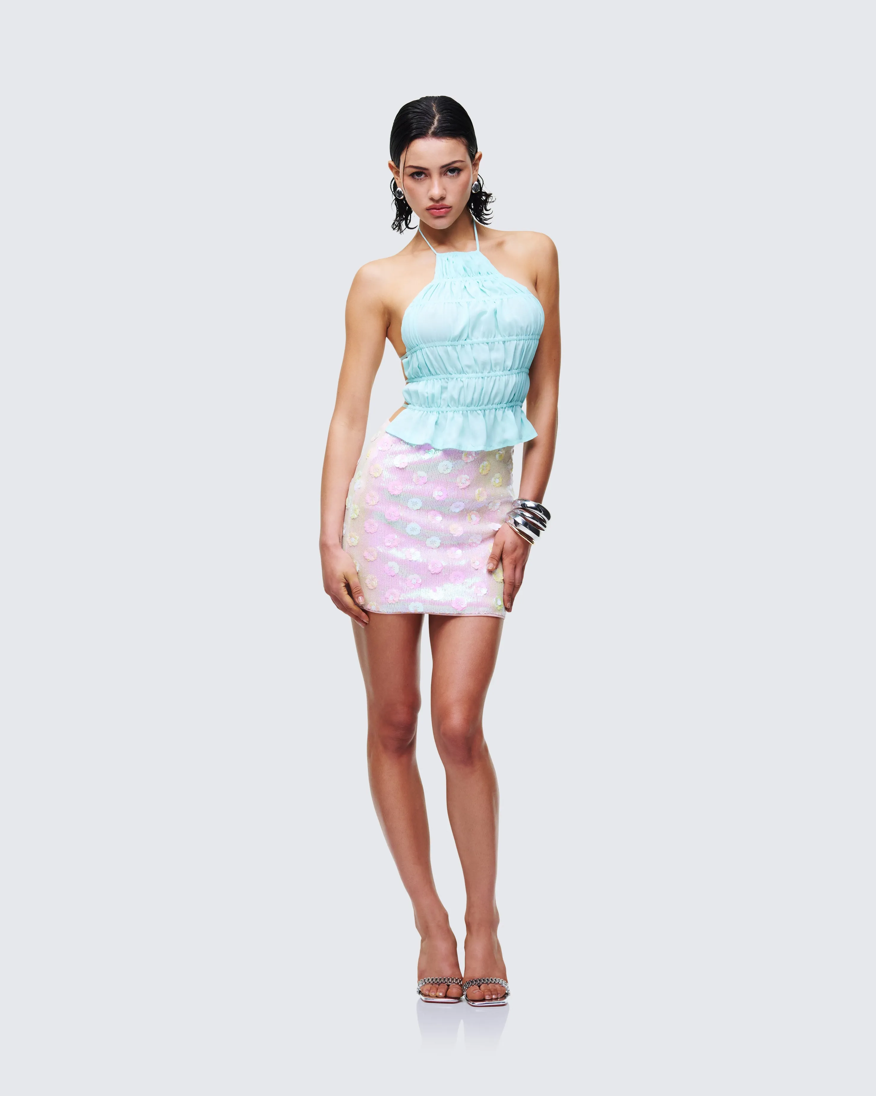 Luneth Pink Sequin Mini Skirt sold by Finesse product image thumbnail 5