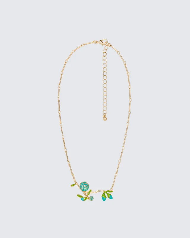 Azore Gold Rose Branch Necklace sold by Finesse