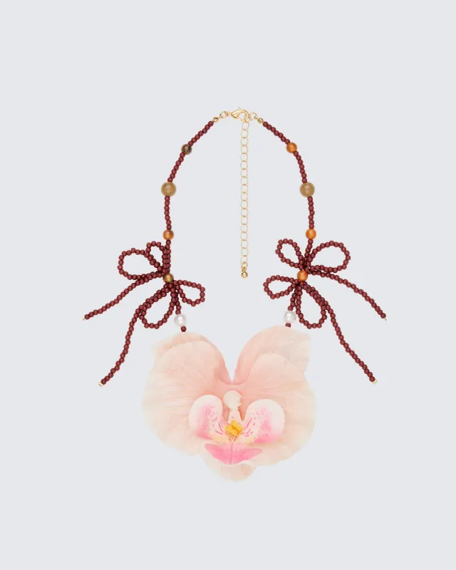 Marigold Pink Orchid Bead Choker made by Finesse