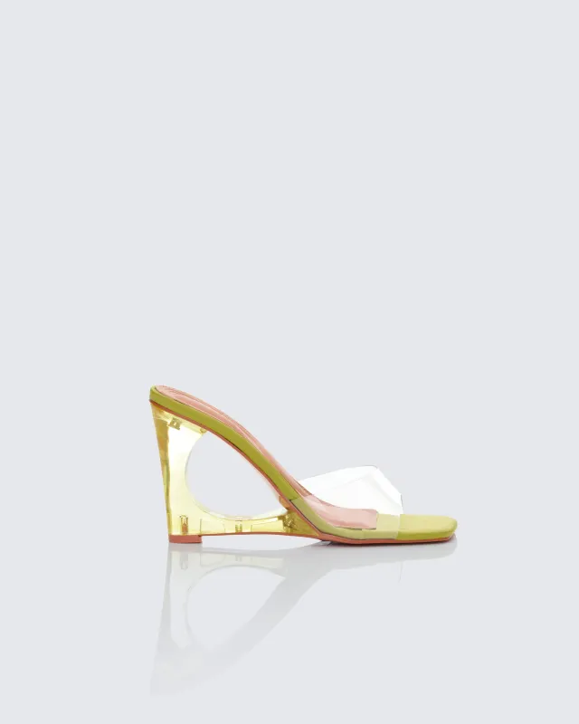 Karla Green Perspex Wedge Sandal sold by Finesse