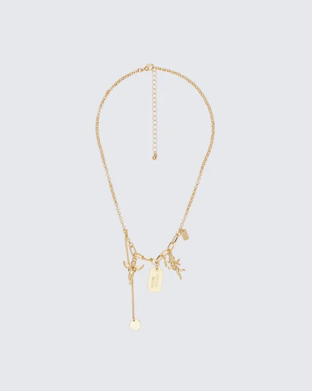 Blair Gold Cherub Charm Necklace Stack made by Finesse